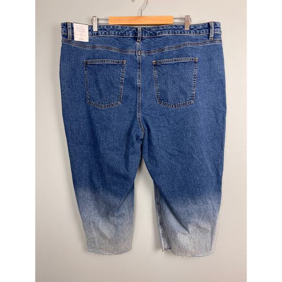 NWT Talbots Womens 22WP Plus Petite Wide Leg Crop Jean Ombre Dip Dye Frayed‎ Hem - Picture 5 of 16